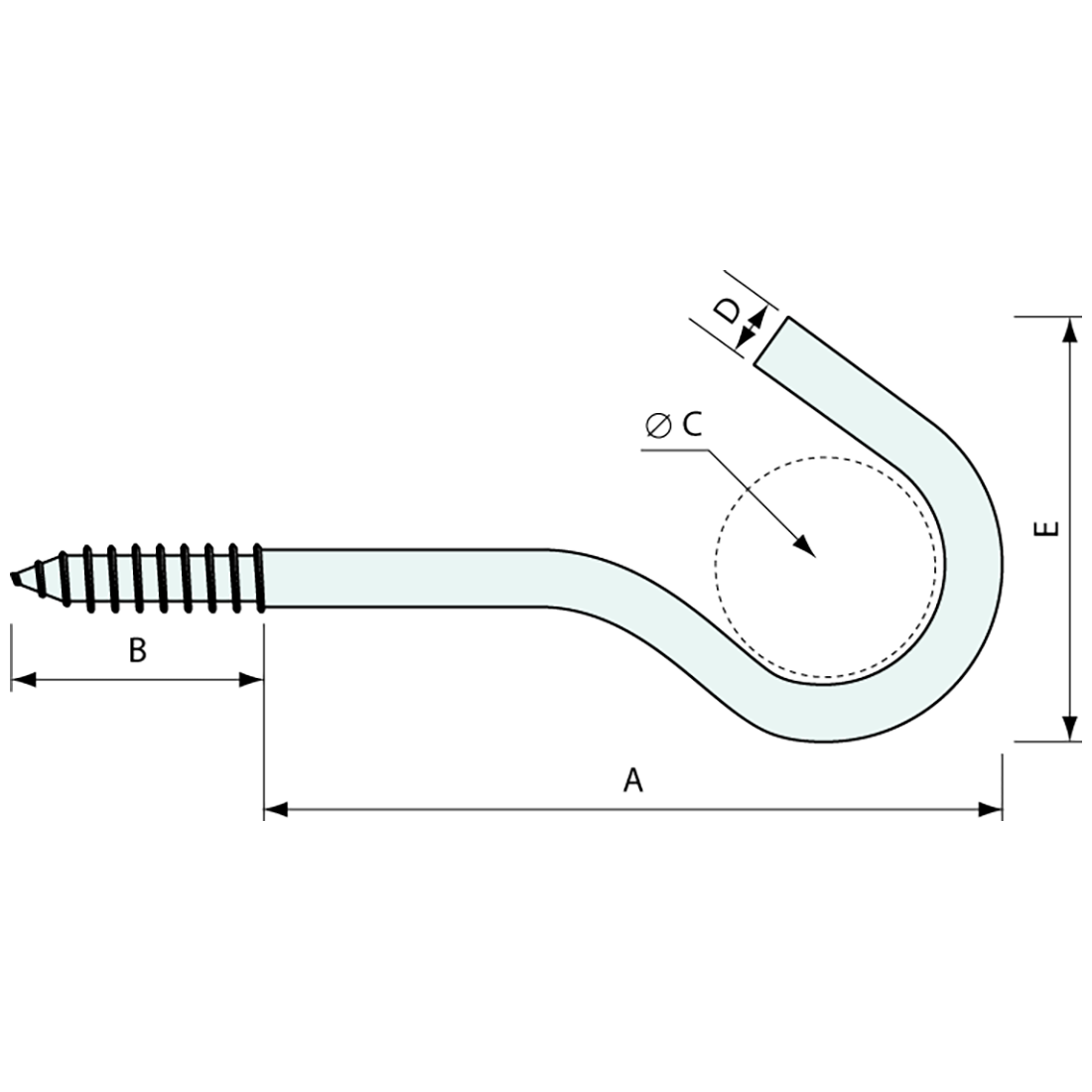 Screw Hook Stainless Steel 86mm